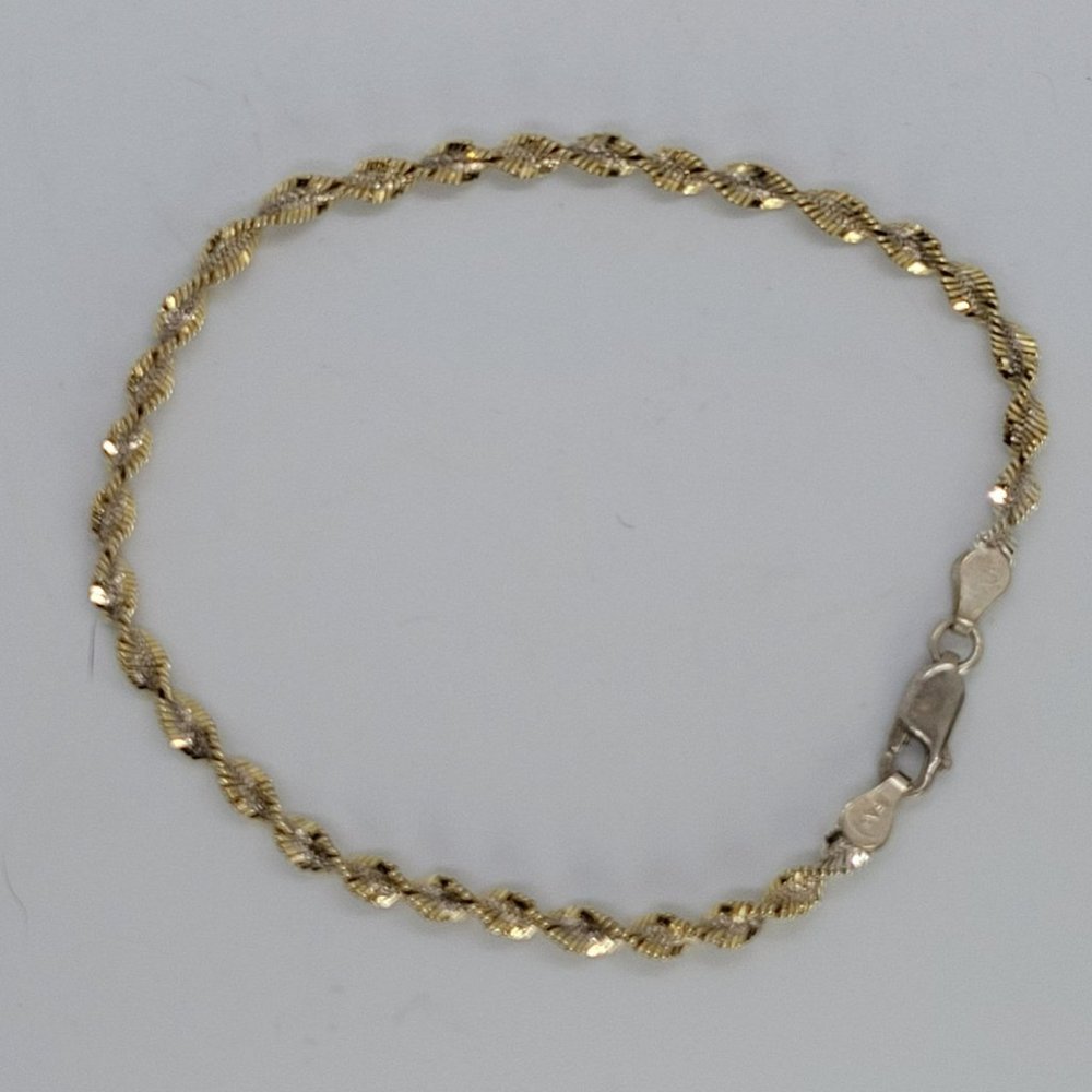 Vintage Silver 925 FAS Twisted 2 Tone Bracelet 8" marked Italy